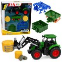 Zestaw Rolniczy Traktor z Chwytakiem Do Bel Przyczepy Rolnicze Siano 1:24