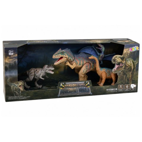 Zestaw Dinozaury Ruchome T-Rex Spinozaur Pteranodon Brachiozaur Dźwięki