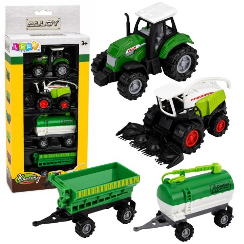 Zestaw Pojazdy Rolnicze Traktor Sieczkarnia Cysterna Rozrzutnik 1:68 4 szt.