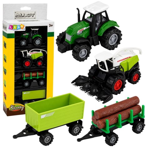 Zestaw Pojazdy Rolnicze Traktor Sieczkarnia Przyczepa Do Drewna 1:68 4 szt.