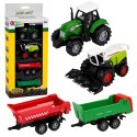 Zestaw Pojazdy Rolnicze Traktor Sieczkarnia Przyczepy Transport 1:68 4 szt.