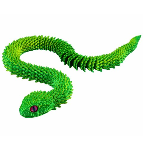 Figurka Dekoracyjna 3D Wąż Segmentowy Zielony Mieniący Się Ruchomy 45 cm