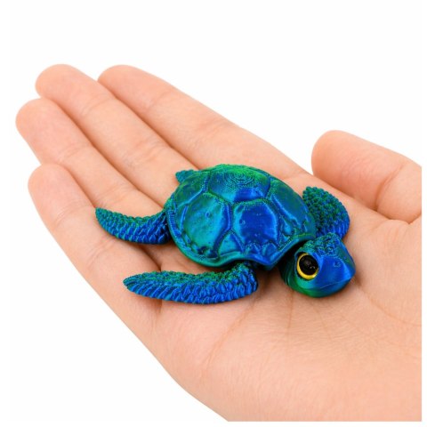 Figurka Żółw Morski 3D Ruchome Płetwy Głowa Niebiesko-Zielony 8 cm