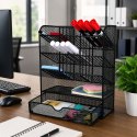 Metalowy Organizer Biurkowy Na Przybory Akcesoria Pisaki Czarny