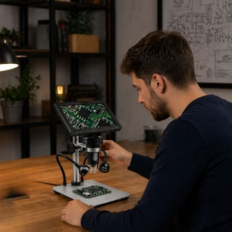 Mikroskop Edukacyjny Cyfrowy Pilot Przewodowy 1200X LCD 7 CALI HD Kamera