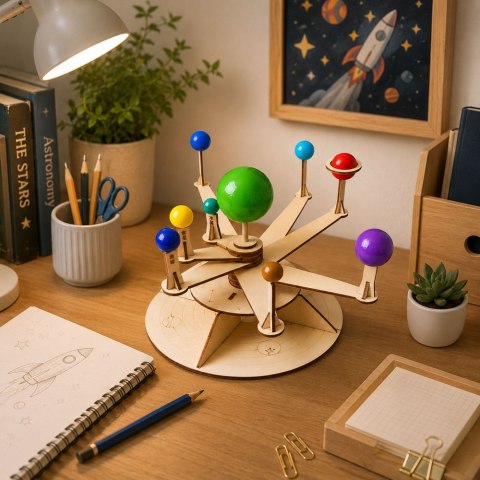Drewniany Model Układu Słonecznego Planety DIY Zestaw Edukacyjny