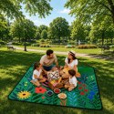 Koc Piknikowy Plażowy Turystyczny Mata Rośliny Kolorowa 100x150 cm
