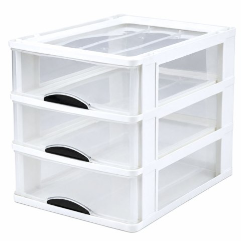 Organizer Wielofunkcyjny 3 Szuflady Plastikowy Pojemnik Biały