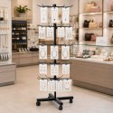 Obrotowy Regał Wieszak Ekspozycyjny 5-Poziomowy Na Kółkach Czarny 40x150cm