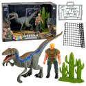 Zestaw Dinozaur Myśliwy Figurki Ruchome Kończyny Siatka Broń Akcesoria