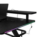 Biurko gamingowe z nadstawką LED RGB uchwyty komputerowe dla gracza 120x60cm