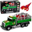 Ciężarówka Transporter Z Klatką Figurka Dinozaur T-Rex Światła Dźwięki 1:12