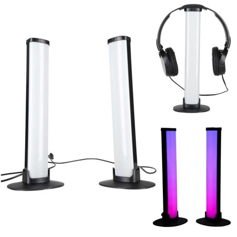 Lampka na biurko LED gamingowa RGB kolumny słupki na pilot zestaw 2 sztuki
