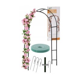 Pergola ogrodowa metalowa łuk uchwyt na róże kwiaty pnącza 240cm zielony