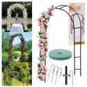 Pergola ogrodowa metalowa łuk uchwyt na róże kwiaty pnącza 240cm zielony