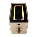 Szafka nocna szuflady oświetlenie LED USB ładowanie głośnik Bluetooth beżowa