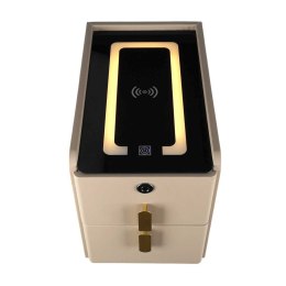 Szafka nocna szuflady oświetlenie LED USB ładowanie głośnik Bluetooth beżowa