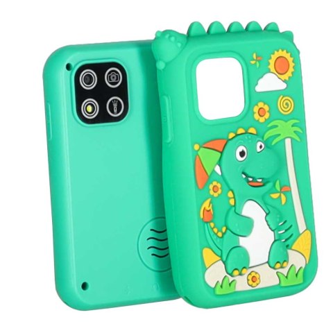 Telefon smartfon dla dzieci aparat kamera karta 8GB zielony dinozaur