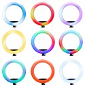 Lampa pierścieniowa LED RGB ring do selfie filmów ze statywem i pilotem 45cm