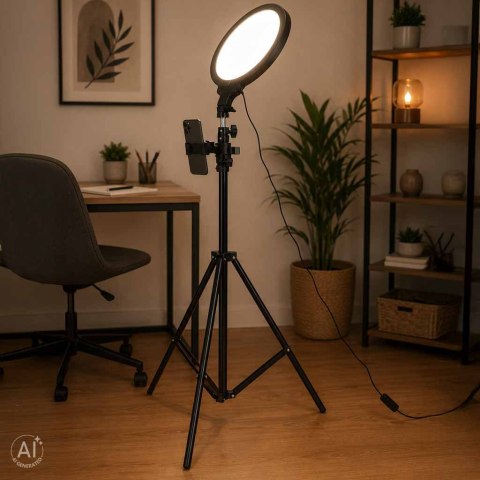 Lampa studyjna LED okrągła 3 barwy światła panel