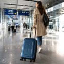 Walizka podróżna na kółkach ABS składana bagaż niebieska