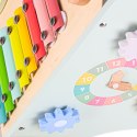 Pchacz dla dziecka chodzik drewniany z liczydłem niebieski