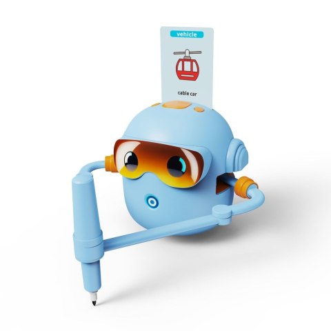 Zabawka interaktywna edukacyjna robot nauka rysowania fiszki mazaki niebieski