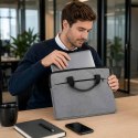 Torba na laptopa 15,6 cali na ramię teczka biznesowa damska męska szara