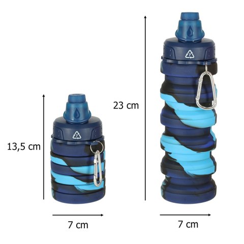Butelka na wodę bidon silikonowy składany z uchwytem BPA FREE 500ml niebieski