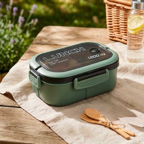 Lunch box śniadaniówka pudełko śniadaniowe z przegródkami dzielone 1200ml zielone