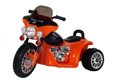 Motor na Akumulator Trójkołowy JT568 Policja Dla Dzieci LED Pomarańczowy