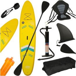 Deska SUP pompowana do pływania z siedzeniem akcesoriami wiosło zestaw żółta 350 cm