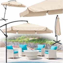 Parasol ogrodowy LUARO duży składany z wysięgnikiem 290cm beżowy