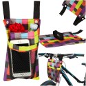 Torba na rower hulajnogę kierownicę telefon sakwa rowerowa kolorowa kratka