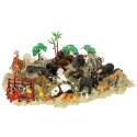 Figurki zwierząt zwierzęta zoo safari farma akcesoria skrzynka 59 elementów