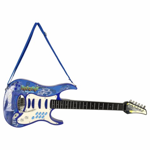 Gitara elektryczna rockowa ze wzmacniaczem mikrofonem dla dzieci niebieska