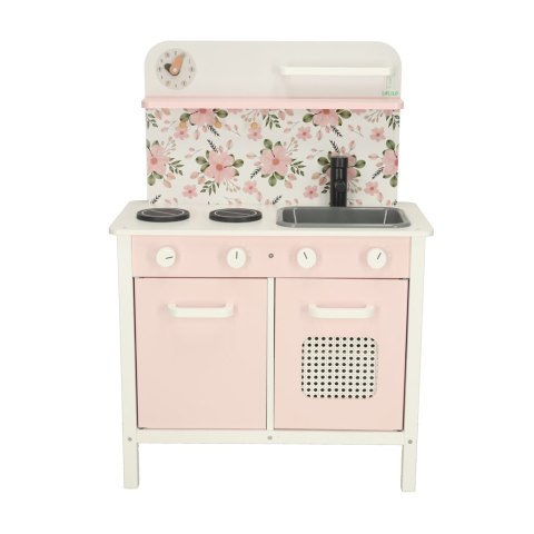 Kuchnia dla dzieci drewniana MDF LULILO FLORA akcesoria różowa 82cm