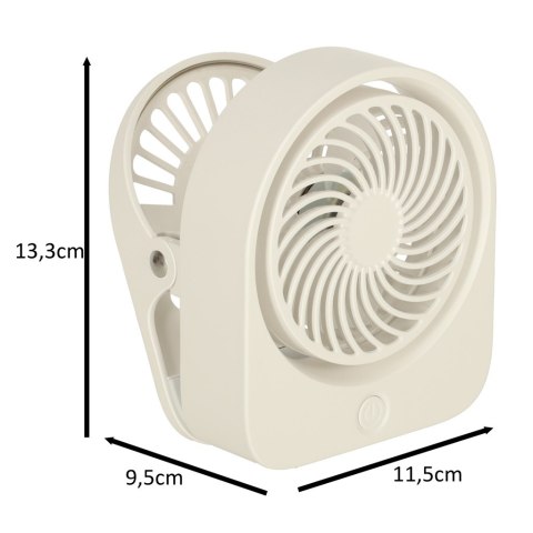 Wentylator biurkowy wiatrak z klipsem bezprzewodowy USB chłodzenie 3 poziomy mocy 11,5cm biały