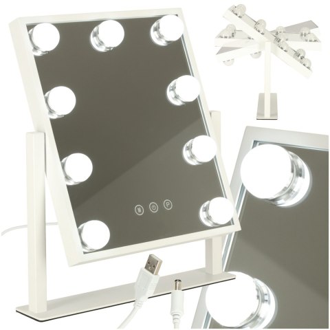 Lusterko do makijażu 9 LED z żarówkami USB 25x30cm