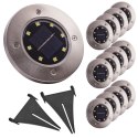Lampy ogrodowe solarne najazdowe gruntowe czujnik 8LED 12szt. zimny biały