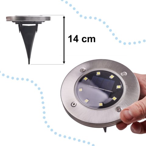 Lampy ogrodowe solarne najazdowe gruntowe czujnik 8LED 12szt. zimny biały
