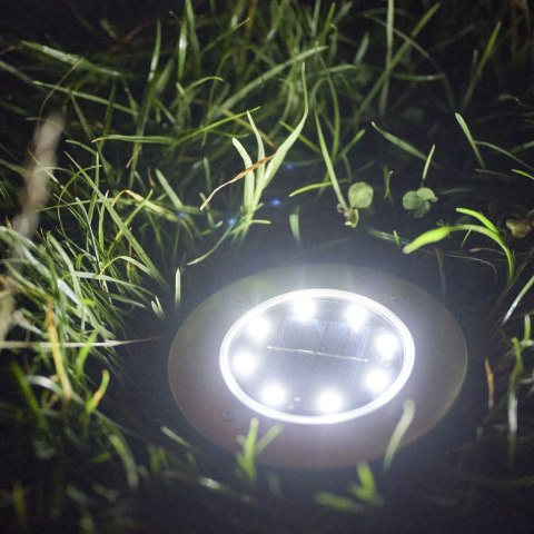 Lampy ogrodowe solarne najazdowe gruntowe czujnik 8LED 12szt. zimny biały