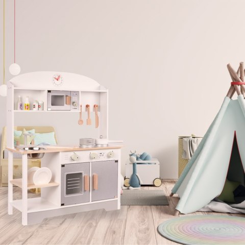 Kuchnia dla dzieci drewniana MDF MODERN CLASSIC akcesoria 82cm szara