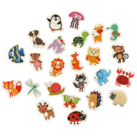 Puzzle dla dzieci układanka w puszce zwierzątka 48 puzzli 24 obrazki