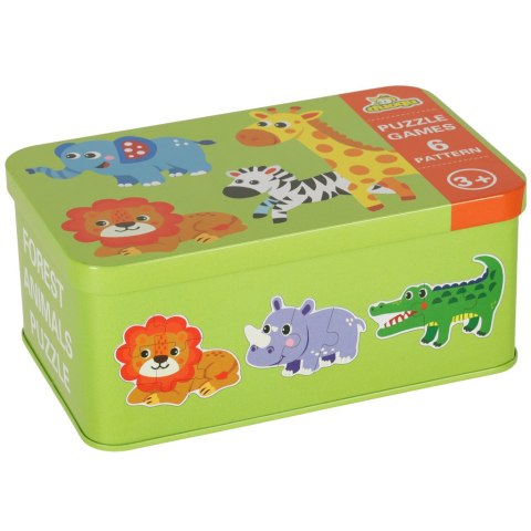 Puzzle dla dzieci układanka w puszce zwierzątka safari 25 puzzli 6 obrazków