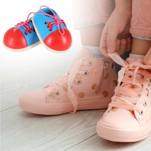 Buty drewniane do nauki sznurowania wiązania sznurowadeł 2 sztuki