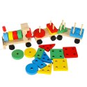 Kolejka pociąg lokomotywa klocki drewniane sorter układanka zręcznościowa 30cm