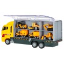 Transporter ciężarówka TIR wyrzutnia + metalowe auta maszyny budowlane