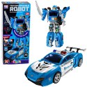 Auto Robot 2w1 Samochód Policyjny Wyrzutnia Małe Roboty Światła Dźwięki