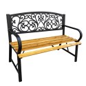Ławka Ogrodowa Park Taras Ogród Metalowe Oparcie Drewniana Zdobiona 118 cm